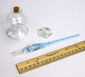 Murano Glass Dip Pen with Inkwell and Pen Rest (One Pen in Choice of Styles)