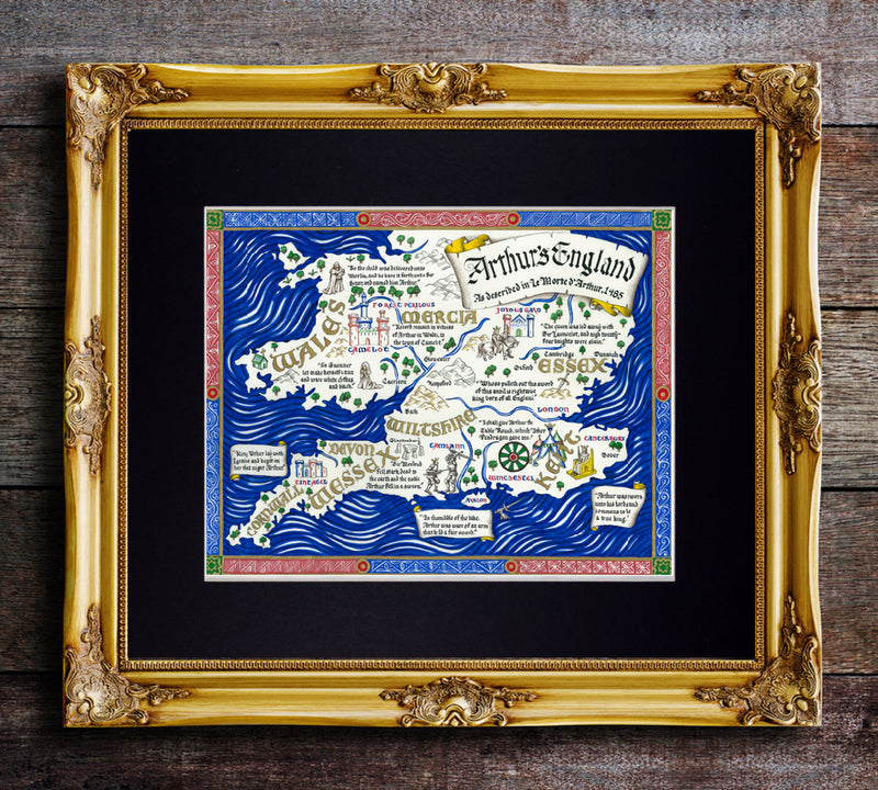 map of king arthur's england art print