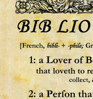 closeup of bibliophile dictionary definition