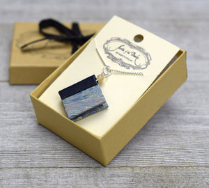 Navy Blue Miniature Book Necklace