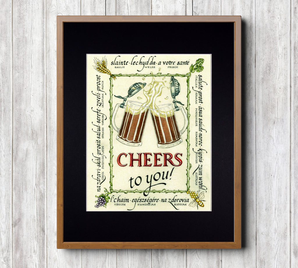 craft beer art print in frame