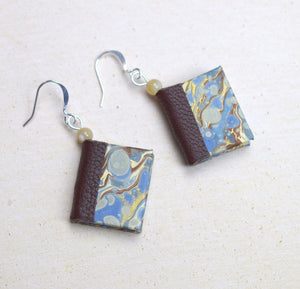 Classic Miniature Book Earrings in Blue and Brown