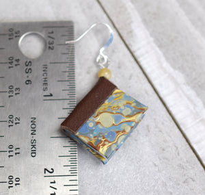 Classic Miniature Book Earrings in Blue and Brown
