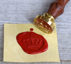 crown wax seal stamp with red wax