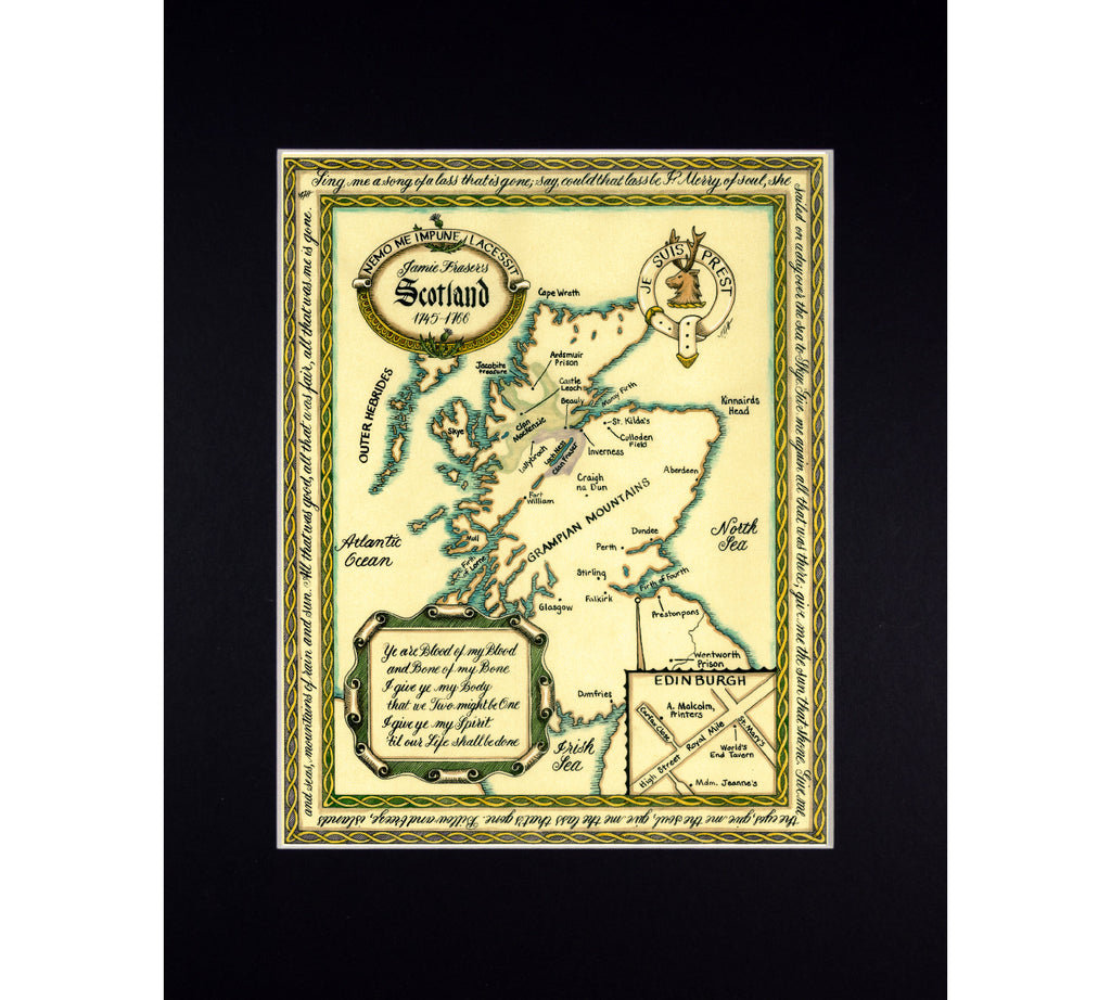 Jamie Fraser map of Scotland art print