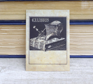 Ex Libris Book Plates with Medieval Helm and Sword: Set of 24 Self-Adhesive Labels