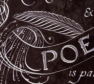 detail calligraphy Poetry and white ink quill