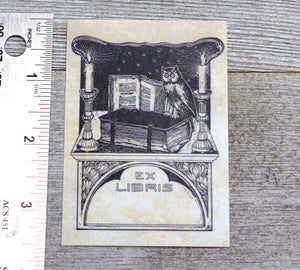 Ex Libris Book Plates with Owl and Candles: Set of 24 Self-Adhesive Labels