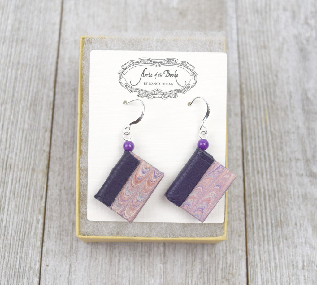Purple Miniature Book Earrings