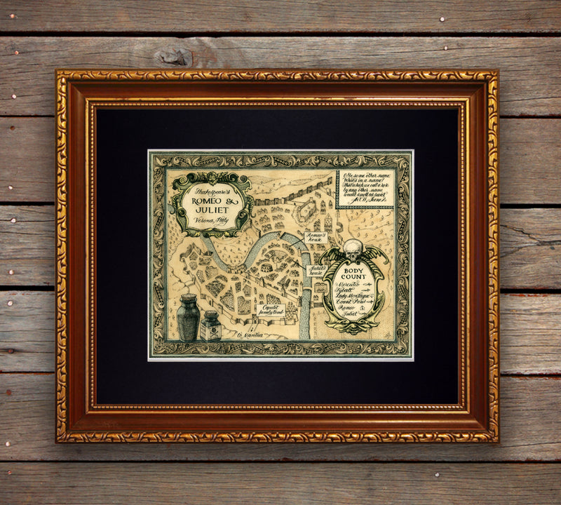 Map of Shakespeare's Romeo and Juliet Fine Art Print