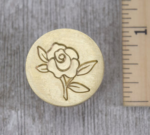 Rose Bud Brass Seal Stamp with Optional Handle