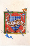 Calligraphy print initial letter S is for sword