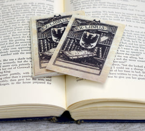 Ex Libris Book Plates with Heraldic Shield: Set of 24 Self-Adhesive Labels