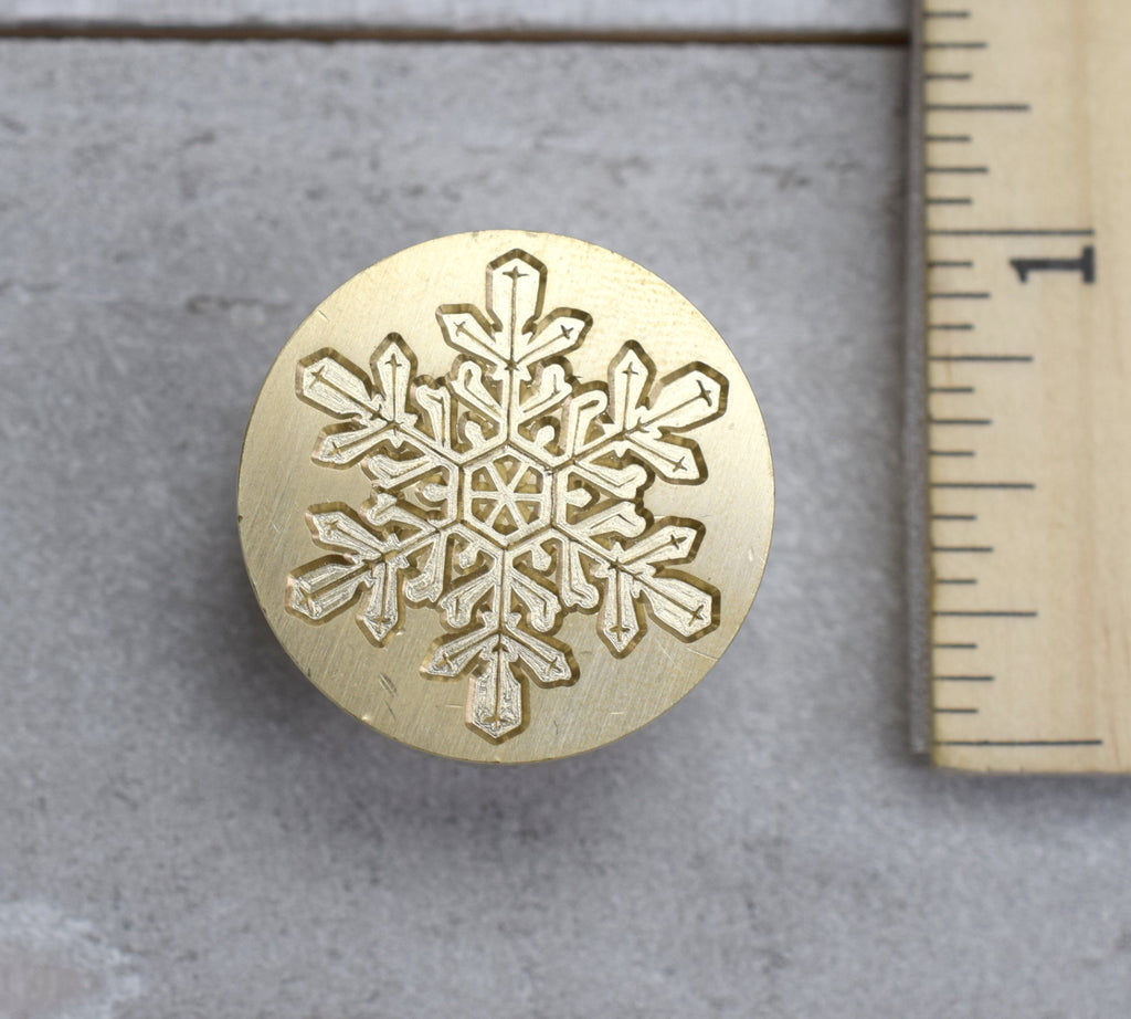 Winter Snowflake on Brass Seal Stamp for Christmas Holiday Cards and Gifts