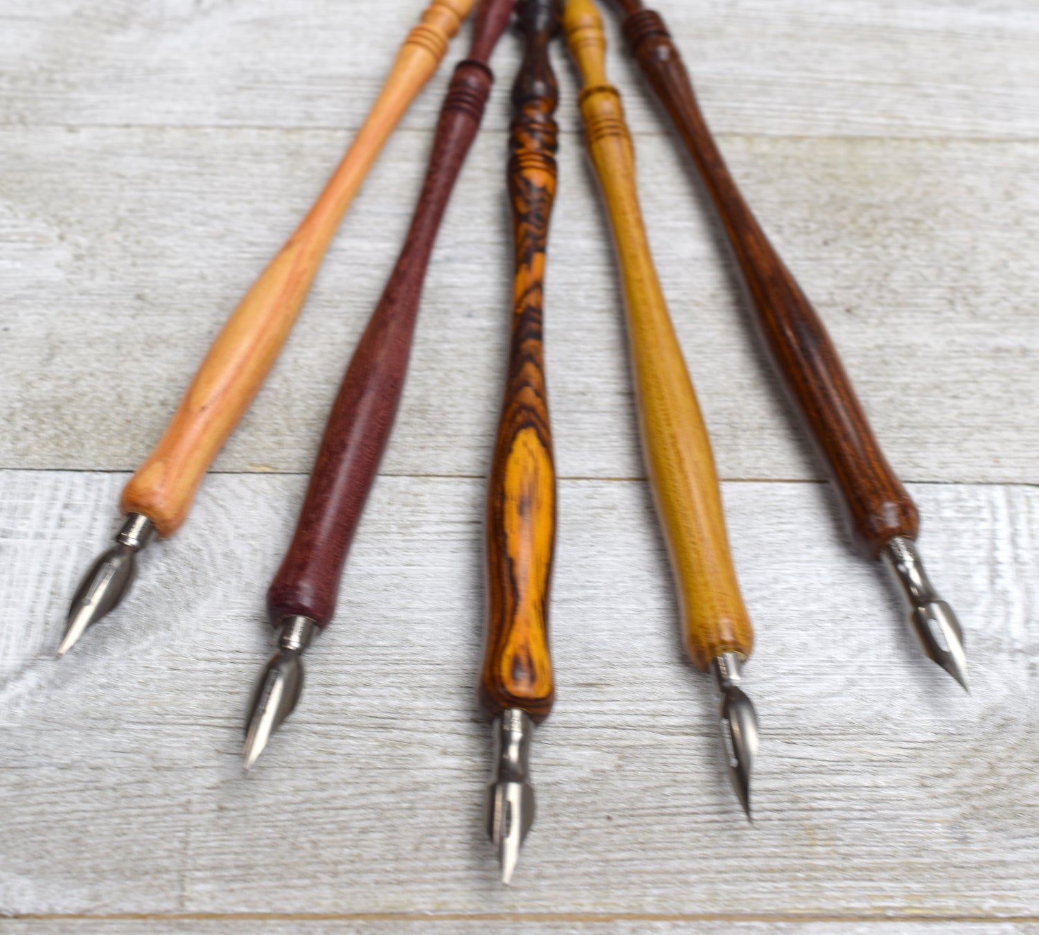 Plotube Wooden Pen Calligraphy Set - Dip Wood Pen Gift Writing Case with Golden Nib - Black Ink 